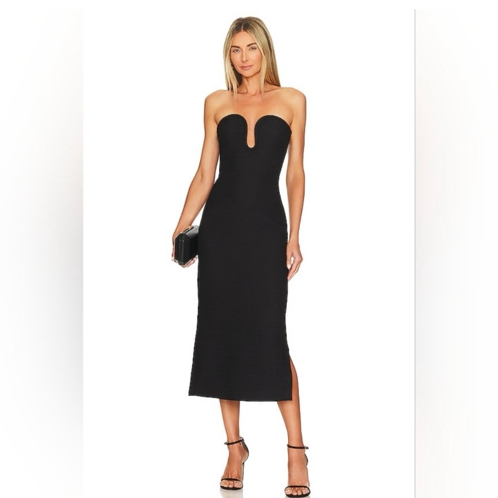 Alexis Black Strapless Midi Dress